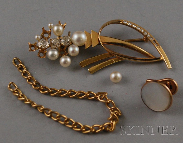 Appraisal: Small Group of Jewelry a kt gold pearl and diamond