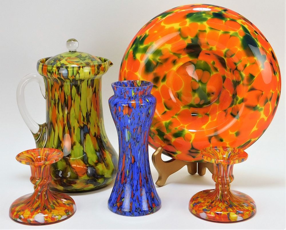 Appraisal: PC Bohemian Czech Art Glass Tableware Group Bohemia Early th