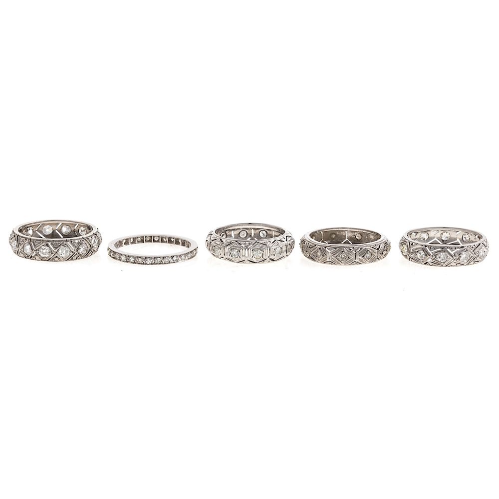 Appraisal: A Collection of Vintage Diamond Eternity Bands individual vintage platinum