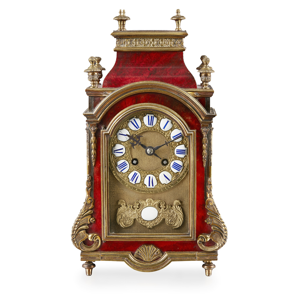 Appraisal: YLOUIS XVI STYLE TORTOISESHELL AND GILT BRASS MANTEL CLOCK EARLY