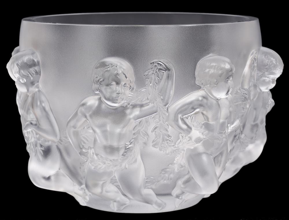 Appraisal: LALIQUE FROSTED CRYSTAL LUXEMBOURG CHERUB BOWLLalique frosted crystal large heavy