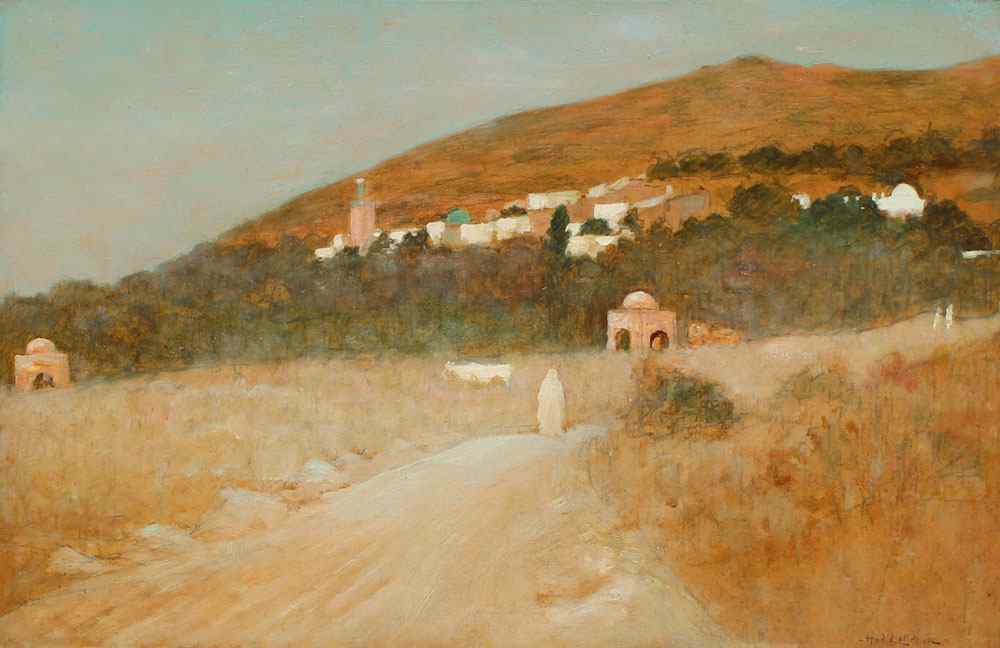 Appraisal: D'ESTIENNE Henri French - Orientalist Landscape With Figure Walking a