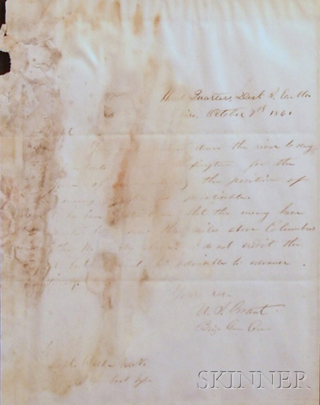 Appraisal: Grant Ulysses S - Autograph letter signed October one page