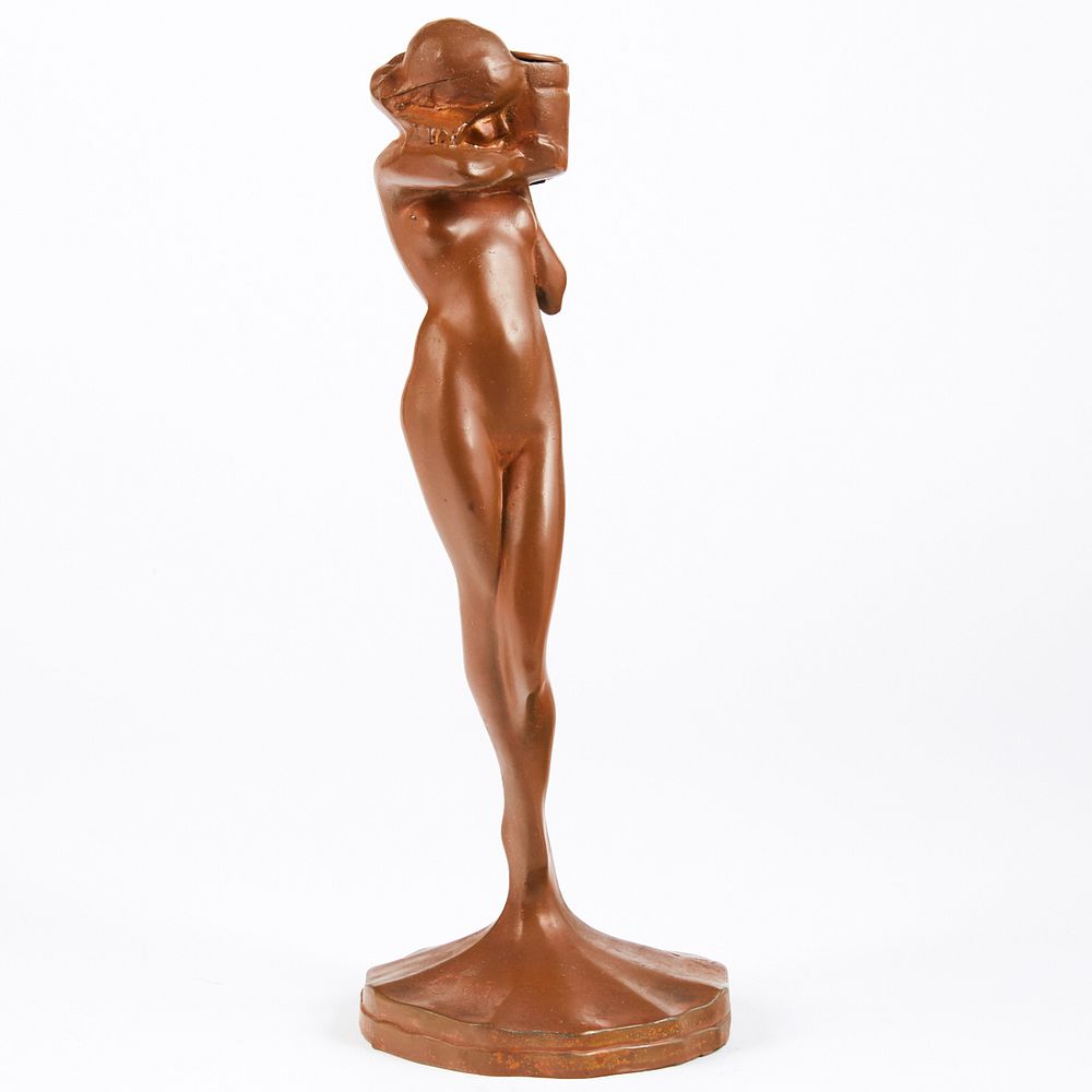 Appraisal: Frankart Art Deco Metal Nude Candlestick Frankart Inc New York