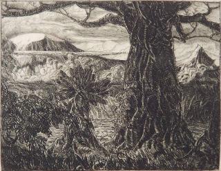 Appraisal: Paul Travis etching Paul Travis American - - African Landscape-