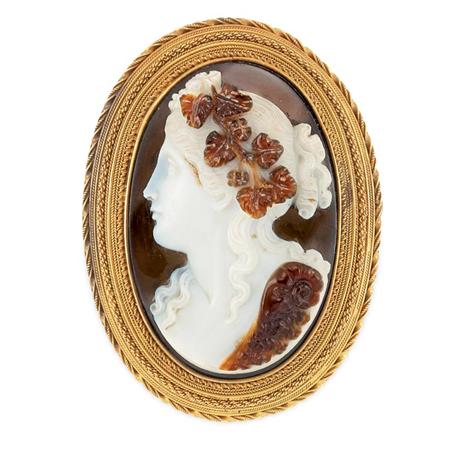 Appraisal: Antique Gold and Hardstone Cameo Brooch Estimate -