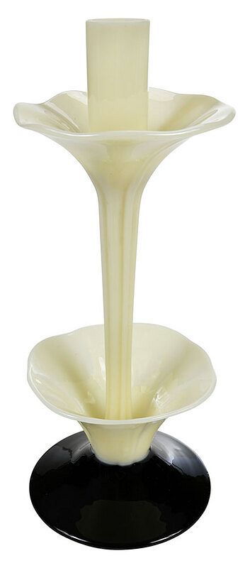 Appraisal: Steuben Ivrene Art Glass Candlestick American late th early th