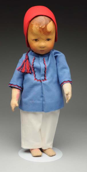 Appraisal: Sweet Kathe Kruse Hampelchen All cloth doll with molded and