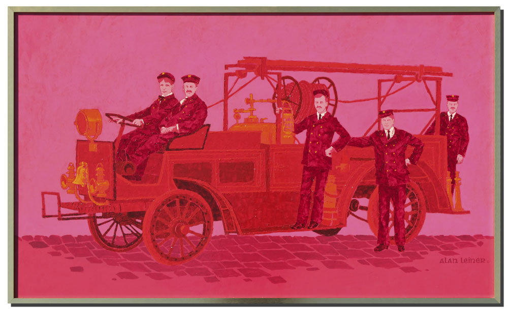 Appraisal: LEINER Al American - ''Fire-Eaters Seagrave Self Driven'' ACRYLIC Masonite