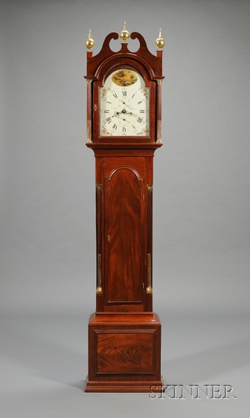 Appraisal: Federal Mahogany Tall Clock by Samuel Mulliken Salem Massachusetts scroll