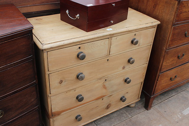 Appraisal: A VICTORIAN WAXED PINE CHEST of two short and three