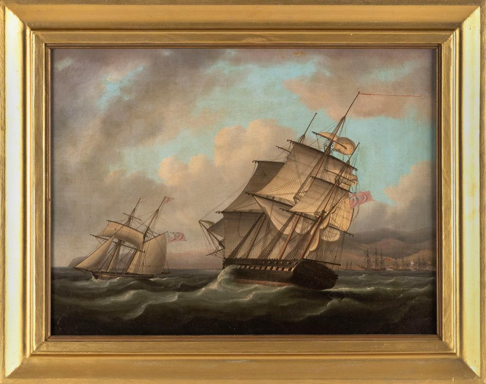 Appraisal: ATTRIBUTED TO THOMAS BUTTERSWORTH ENGLAND - MARINE SCENE OIL ON