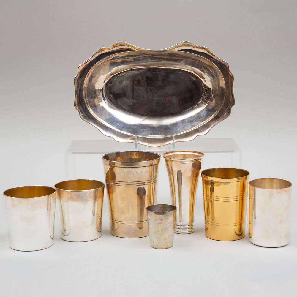 Appraisal: Set of Eleven Silver Plate Beakers Five Silver Plate Beakers