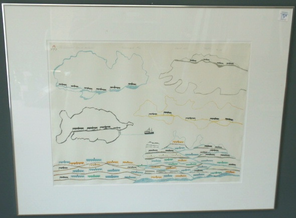 Appraisal: Inuit Indian lithograph by Pudlo Pudlat titled The Settlement From