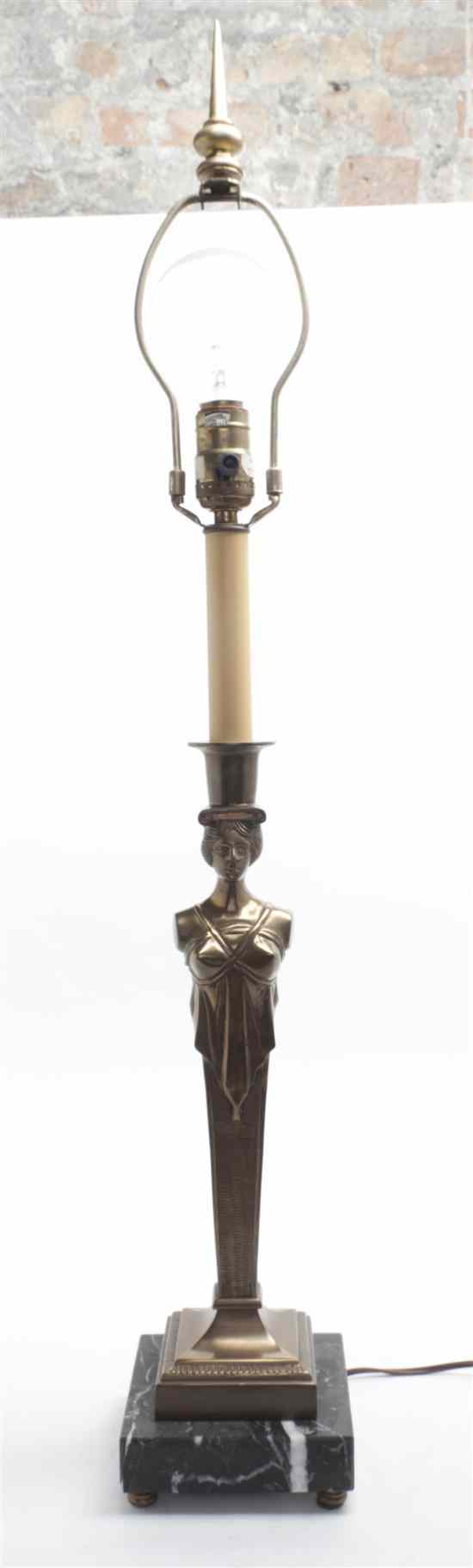 Appraisal: A Neoclassical Brass Table Lamp cast with a standard in