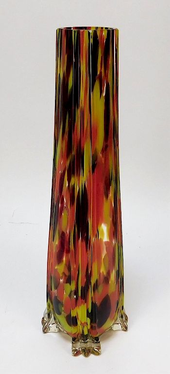 Appraisal: Ruckl Splatter Bohemian Art Glass Vase Bohemia th Century Tall