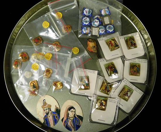 Appraisal: Large collection of miniature hand-painted works on mother of pearl