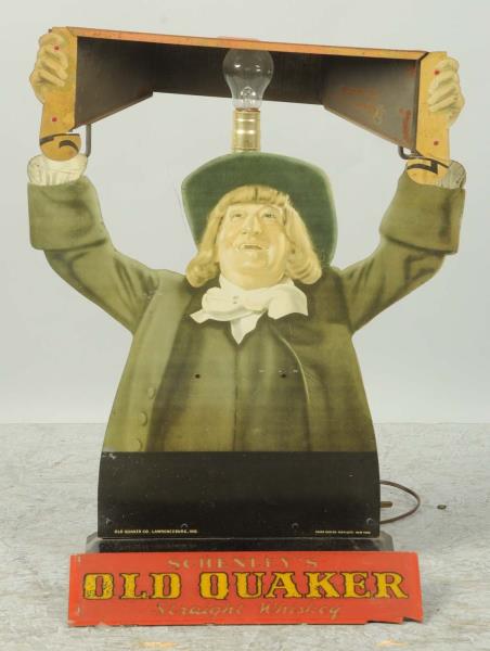 Appraisal: Schenley's Old Quaker Whiskey Lamp This lamp has minor scratching