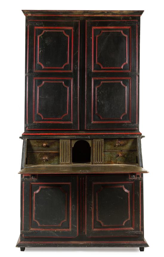 Appraisal: Sale Lot A Continental Painted Secretary Bookcase th century in