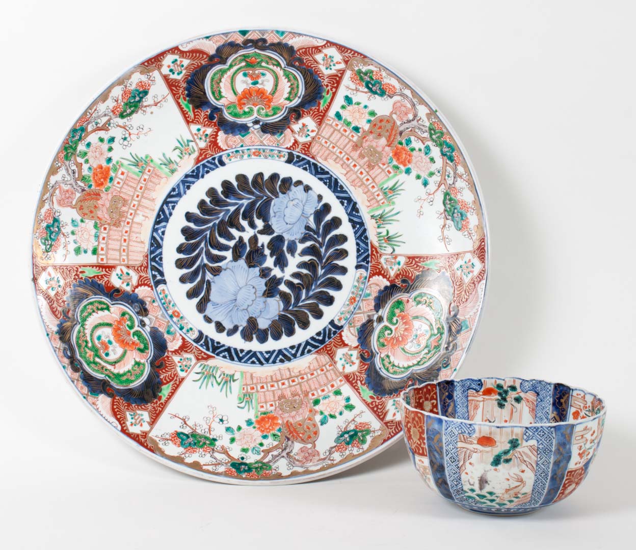 Appraisal: Japanese Imari porcelain charger and bowl second half- th century