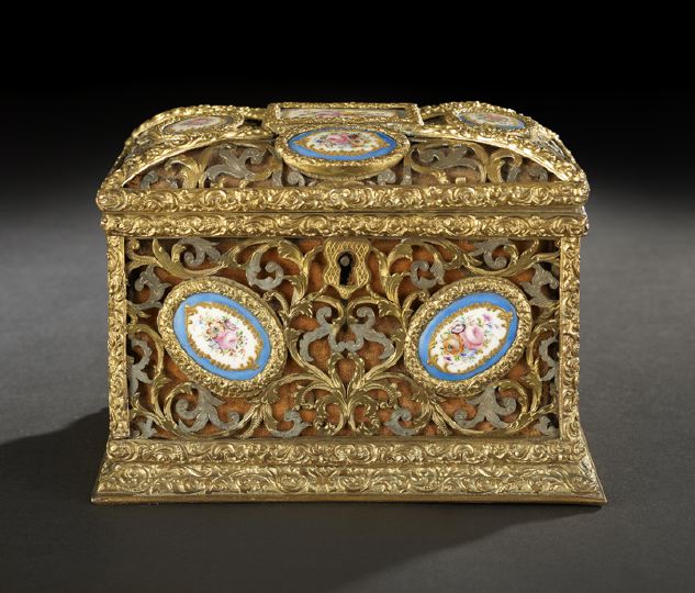 Appraisal: Napoleon III Bronze and Porcelain-Mounted Jewel Casket third quarter th