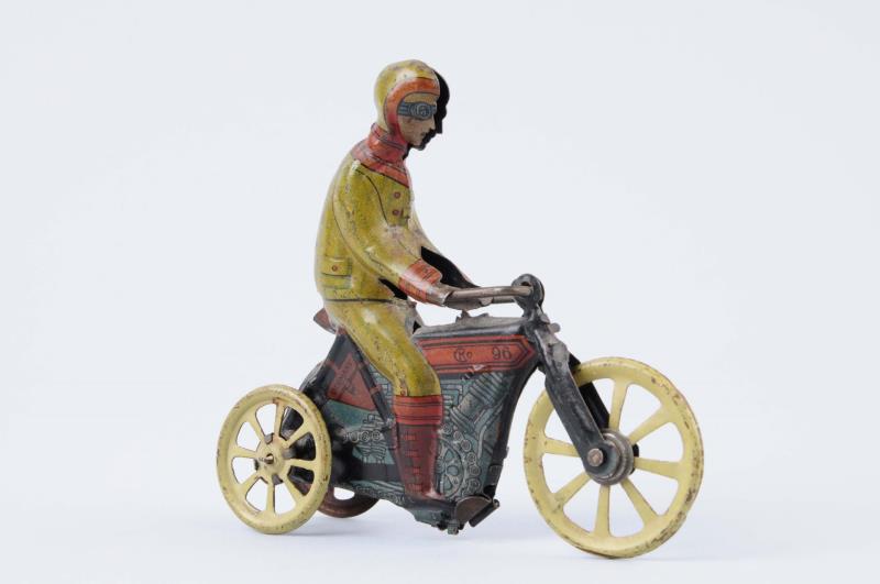 Appraisal: German Tin Litho Motorcycle Penny Toy Marked CKO Germany Very