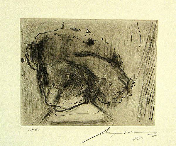 Appraisal: Jos Luis Cuevas Untitled Homage Rembrandt Etching drypoint and roulette