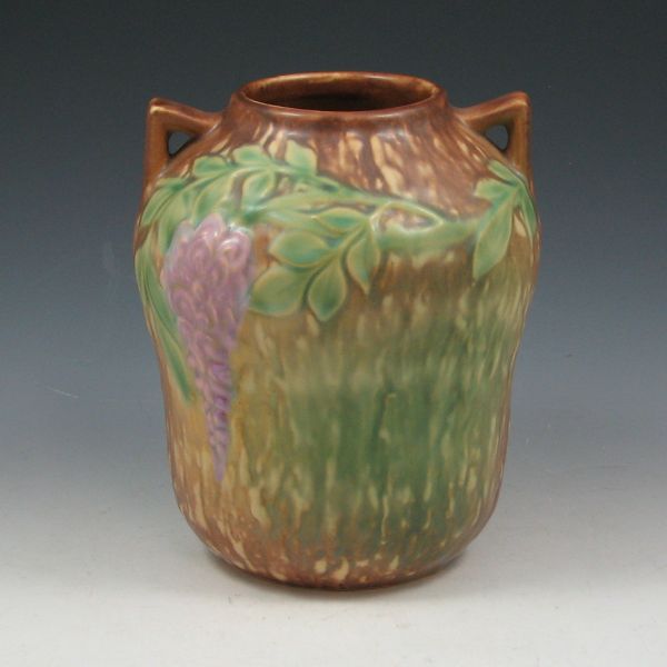 Appraisal: Roseville Wisteria - vase in brown Marked in red crayon