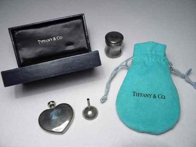 Appraisal: Tiffany Co sterling silver heart-shaped perfume flask with funnel Sold