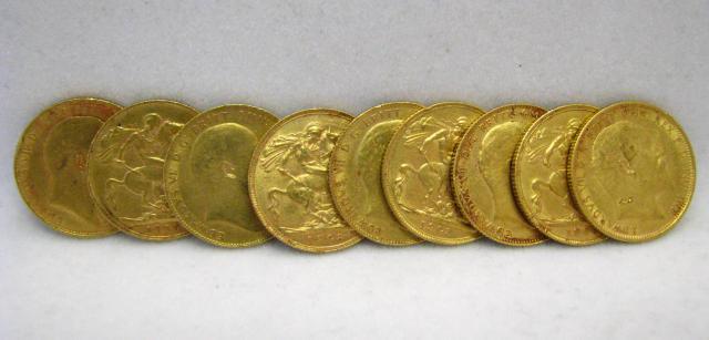 Appraisal: Nine Edward VII Gold Sovereigns including three one one and