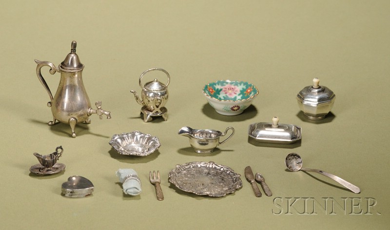 Appraisal: Ten Miniature Sterling Tablewares England and America three English serving