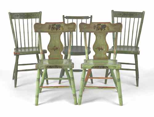 Appraisal: Five Pennsylvania chairs th c to include two pairs and