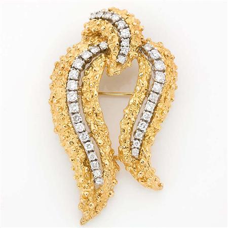 Appraisal: Gold and Diamond Brooch Estimate -