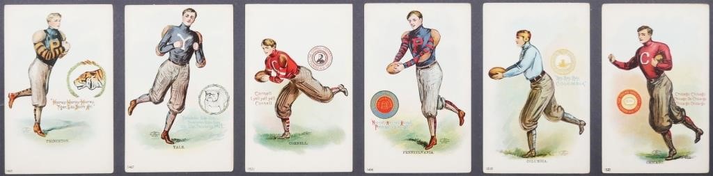 Appraisal: Six vintage colorful postcards of Ivy league football players Including