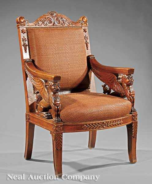 Appraisal: A Fine American Carved Maple Armchair late th c New