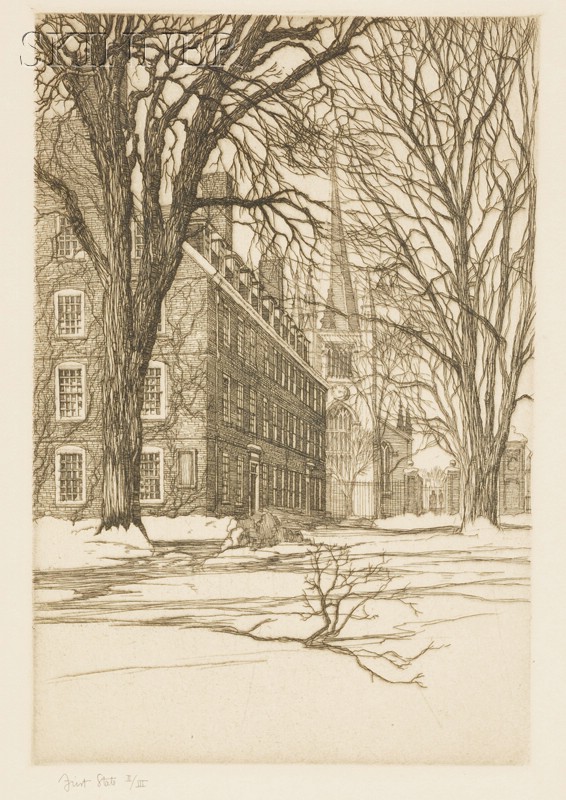 Appraisal: Samuel V Chamberlain American - The Harvard Yard Cambridge c