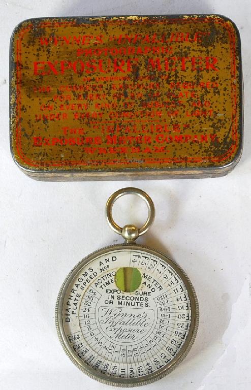 Appraisal: WYNNE'S INFALLIBLE EXPOSURE METRE contained in original tin with plate