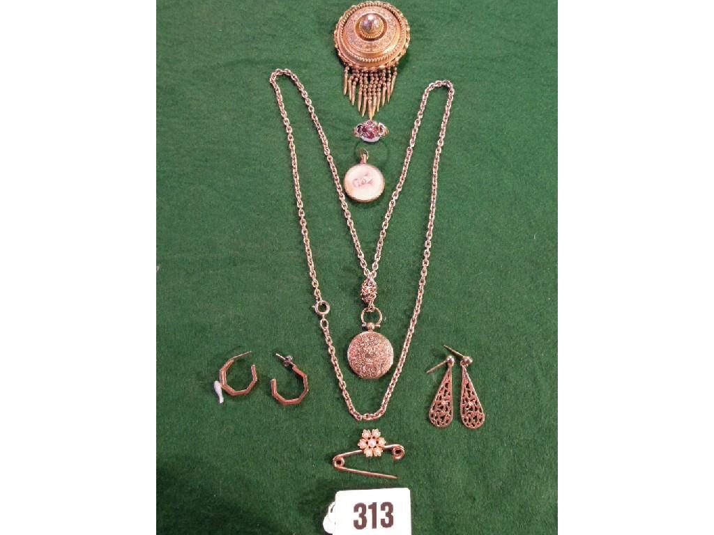 Appraisal: Assorted items including a pair of ct yellow gold pendeloque