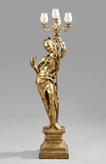 Appraisal: Dramatic Italian Gilded Papier-Mache Torchere in the form of a