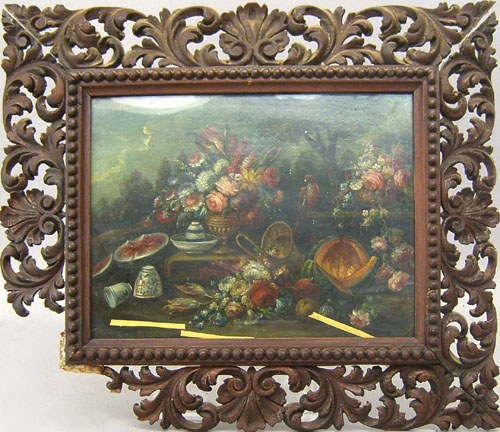 Appraisal: Pair of Continental oil on panel still lifes late th