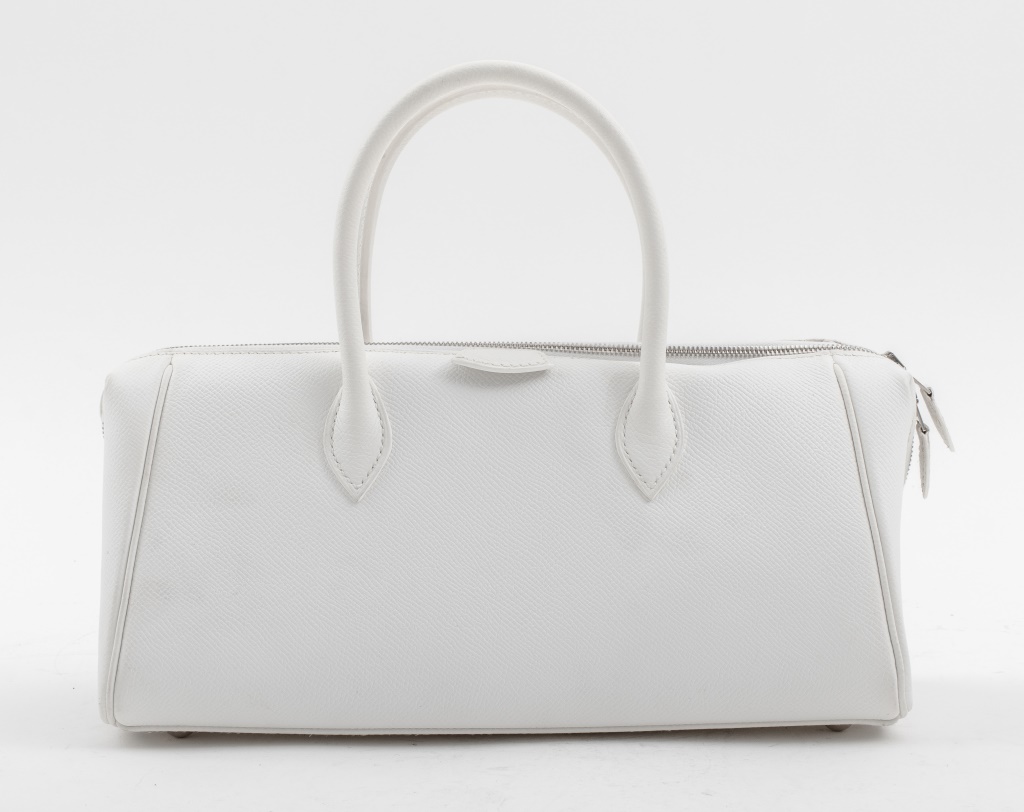 Appraisal: HERMES PARIS BOMBAY WHITE LEATHER BAG Hermes Paris Bombay white