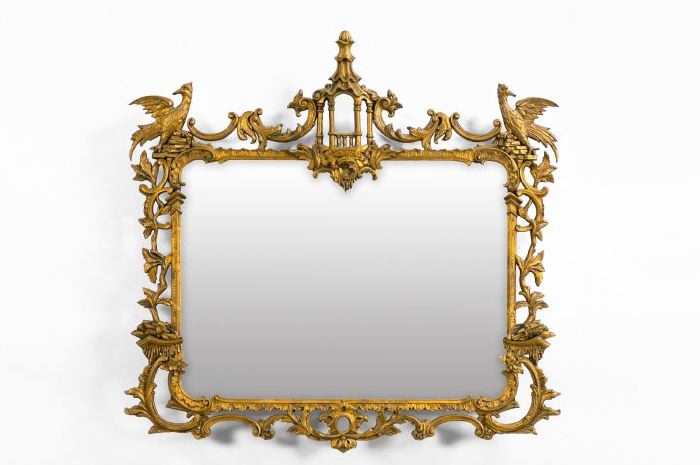 Appraisal: Edwardian Carved Giltwood Overmantel Mirror first quarter th century in