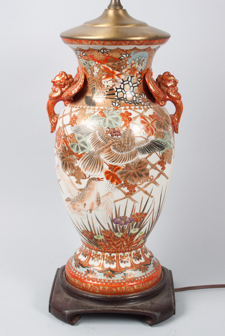 Appraisal: Japanese Kutani porcelain vase mounted as a lamp late th