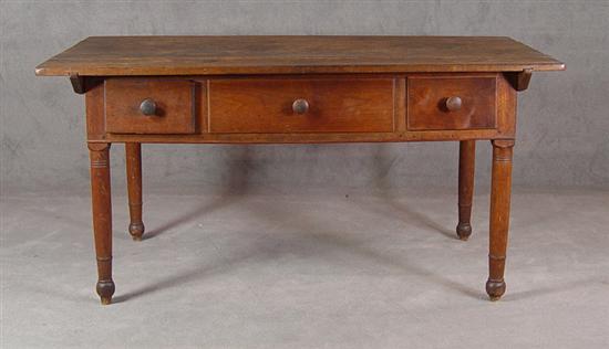 Appraisal: Pin Top Walnut Work Table st half of the th