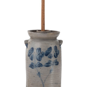 Appraisal: A Cobalt Decorated Gallon Stoneware Butter Churn Baltimore Maryland th