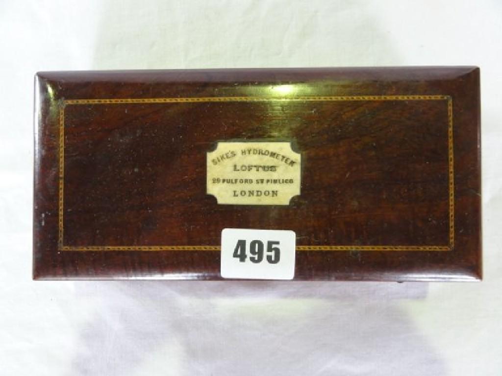 Appraisal: A Sikes hydrometer in an inlaid mahogany box