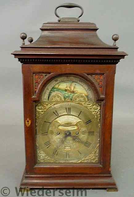 Appraisal: Georgian mahogany bracket clock c with a moon dial inscribed