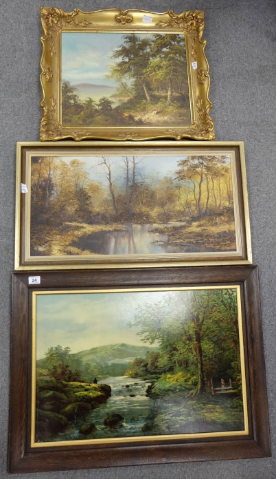 Appraisal: two Oil paintings of landscapes in gilt frame and oak