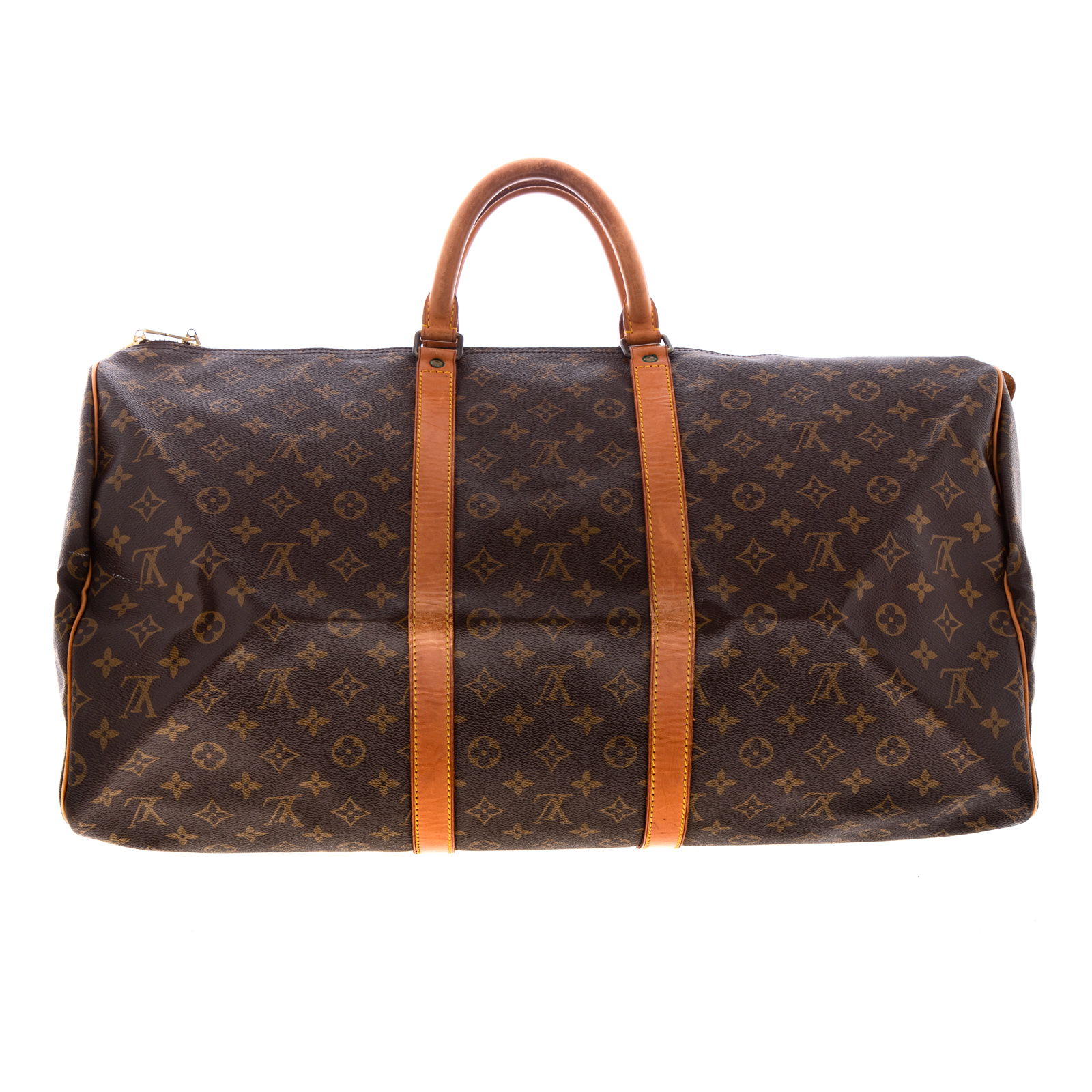 Appraisal: A LOUIS VUITTON MONOGRAM KEEPALL A brown and tan Monogram