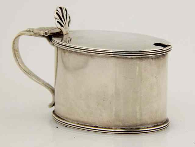 Appraisal: A George III silver oval mustard pot Samuel Godbehere Edward